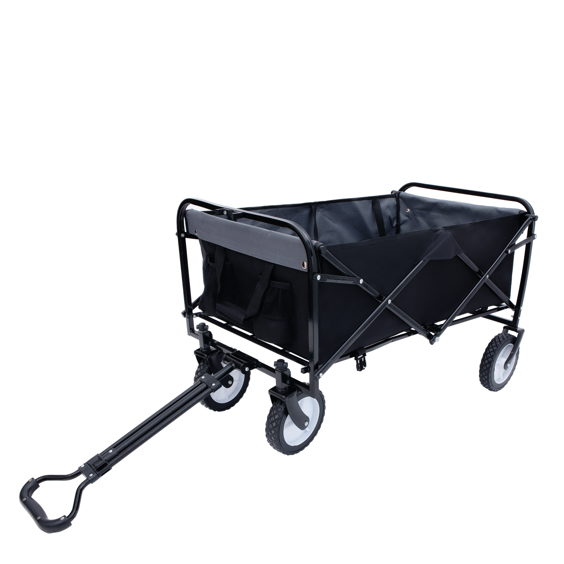 Collapsible Foldable Wagon Cart With Strapping System Beach Wagon Utility Cart Utility Wagon Grocery Cart For For Camping Shopping Sports Gardeing Fishing Supports 360Lbs All Terrain Wheels Black