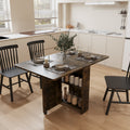2407 Black Brown Foldable Dining Table, Fully Unfolded 51.18 Inches, Suitable For Small Family Tables Or Display Tables. Brown Mdf