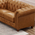 Kingston Waxy Pull Up Leather Loveseat Brown Down Filling Genuine Leather