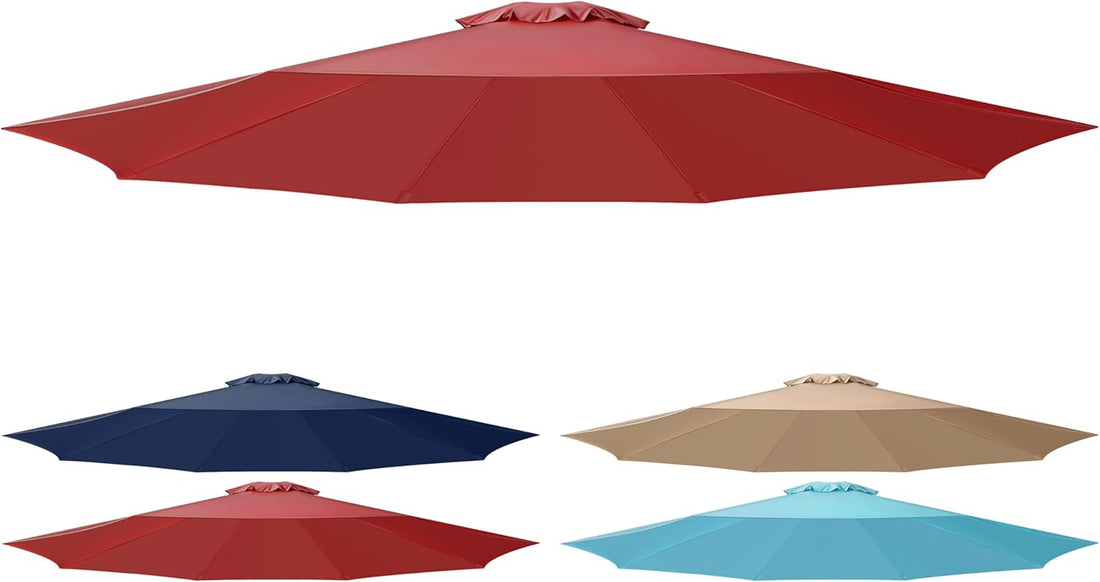 9' Patio Umbrella Replacement Canopy Outdoor Table Market Yard Umbrella Replacement Top Cover, Red Red Polyester