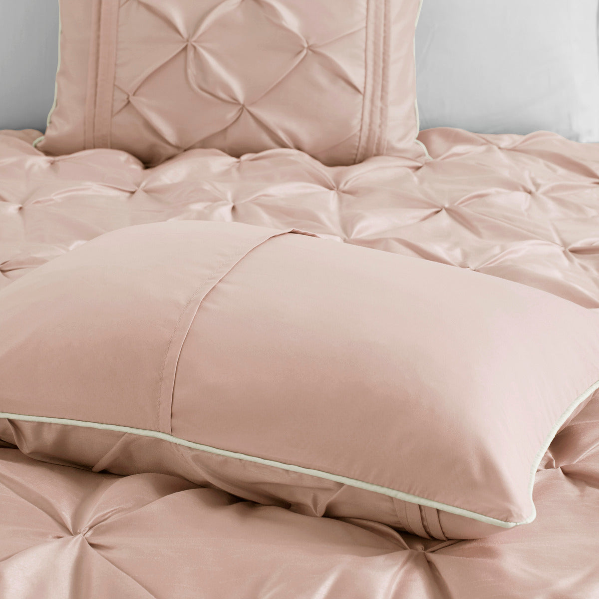 7 Piece Tufted Comforter Set Blush Full Full Blush Polyester