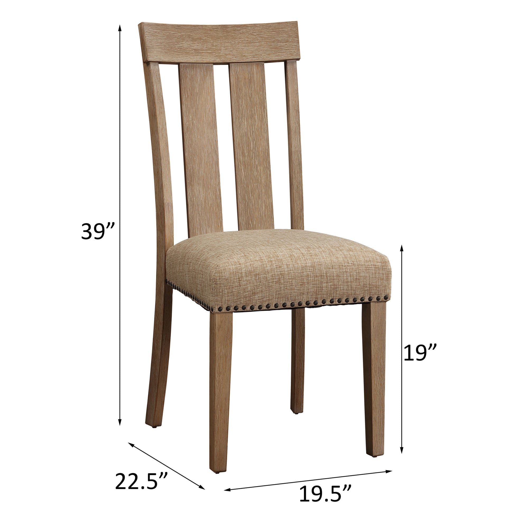 Beige And Maple Open Back Side Chairs Set Of 2 Beige Light Brown Primary Living Space Farmhouse Rubberwood Wood Fabric