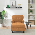 Chaise Lounge Indoor Sleeper Sofa Bed Chair Upholstered Lounge Chair For Bedroom Living Room With Rivets Brown Brown Corduroy