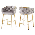28'' Modern Counter Stools Set Of 2,Gray Counter Stools With Iron Frame,Soft Back And Cushion,Footrest,Suitable For Kitchen Bedroom Dining Room. Iron Grey Kitchen Sponge Modern Set Of 2 Fiber Foam