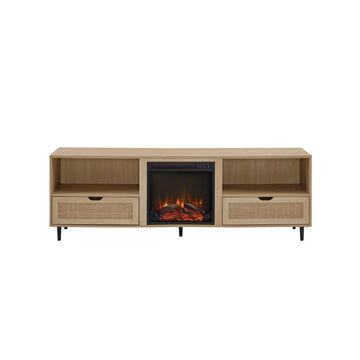 Coastal Rattan Door Tv Stand For Tvs Up To 10015 Coastal Oak Light Brown Mdf Mdf