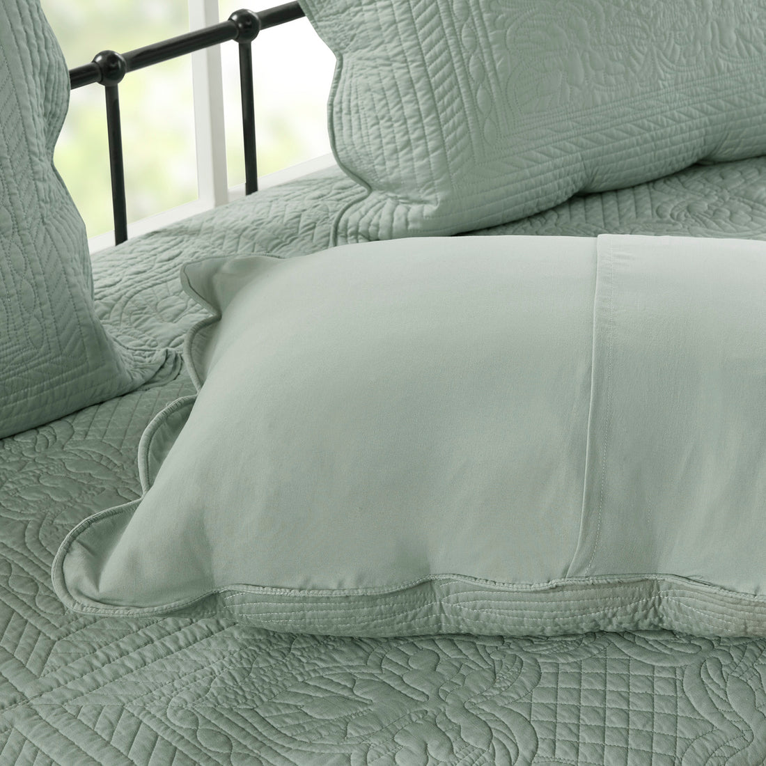 6 Piece Reversible Soped Edge Daybed Cover Set Seafoam Daybed Seafoam Microfiber