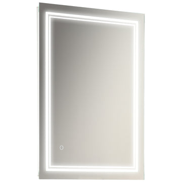 Kleankin 32" X 24" Led Bathroom Mirror, Lighted Vanity Mirror, Wall Mounted With Smart Touch Button, Horizontally And Vertiy, Waterproof, Plug In, Silver Silver Aluminum