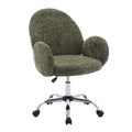 Ytt Rotating Office Chair With High Backrest Armrest, Wide Seat Round Armrest Office Chair With Wheels, Suitable For Living Room, Bedroom, Lounge, Home Office Green Linen