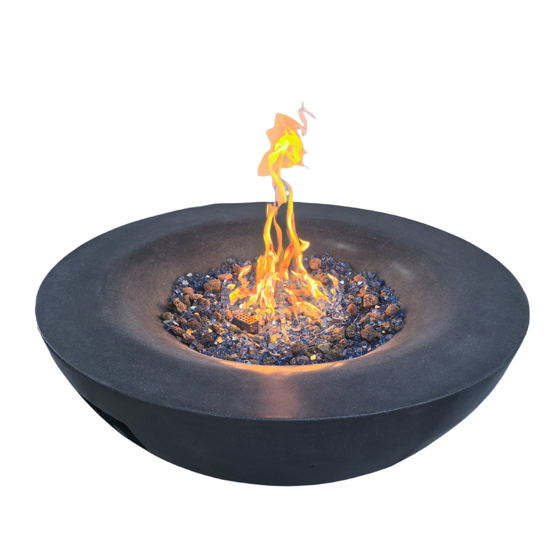 42 Inch Outdoor Concrete Propane Gas Fire Pit Bowl In Dark Gray Color Black Gray Garden & Outdoor American Design,Contemporary,Luxury,Modern Fiberglass Concrete