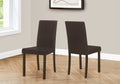 Dining Chair, Set Of 2, Side, Upholstered, Kitchen, Dining Room, Brown Leather Look, Brown Wood Legs, Transitional Brown Foam Wood