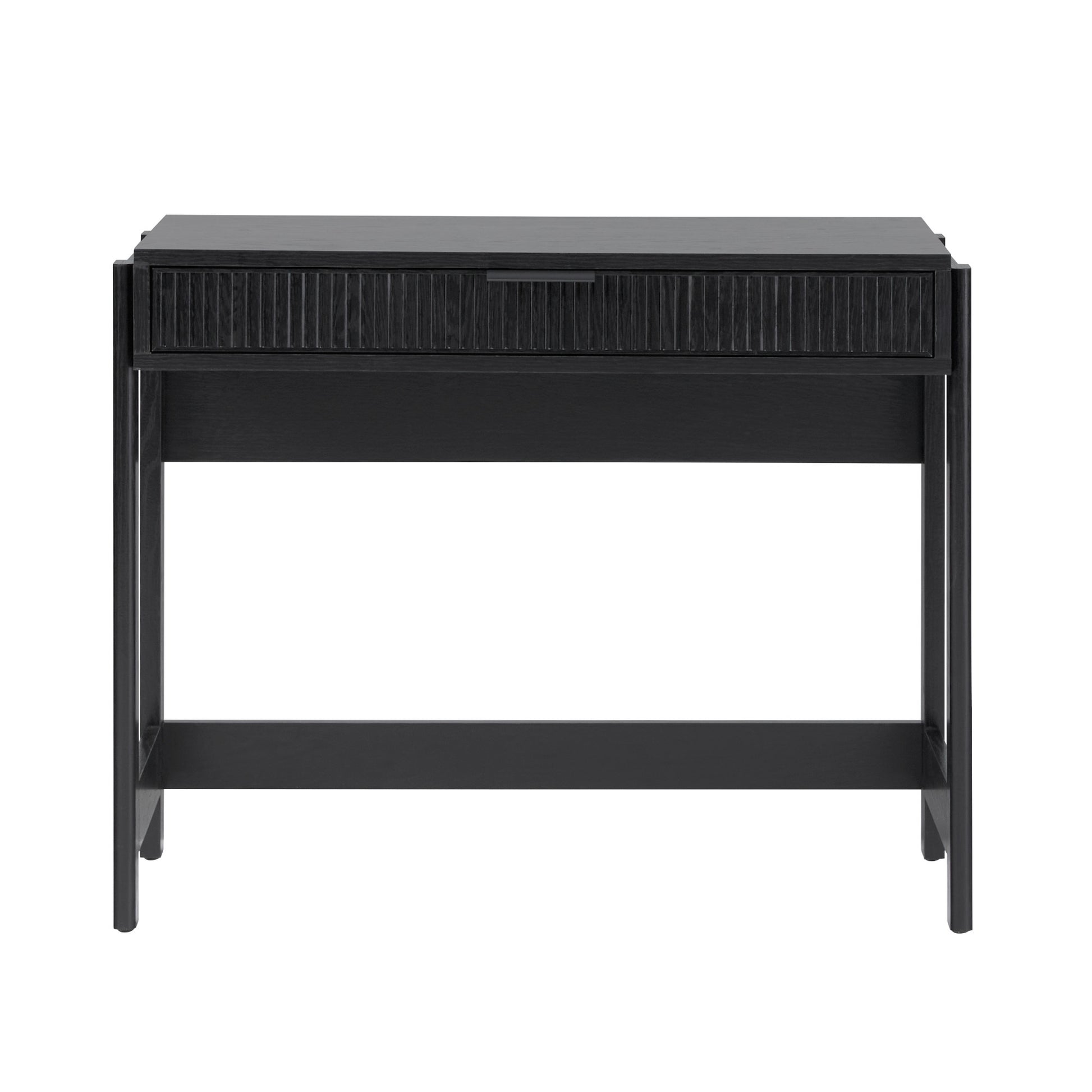 Transitional Reeded Writing Desk With Drawer Black Black Mdf Mdf