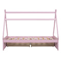 Twin Size House Platform Bed With Two Drawers,Headboard And Footboard, Pink Twin Pink Pine