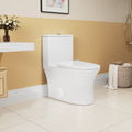1.1 1.6 Gpf Elongated Comfort Height Floor Mounted One Piece Toilet, Cupc Certified, Watersense Cetified, Ceramic, White Color, Soft Close Seat White Ceramic