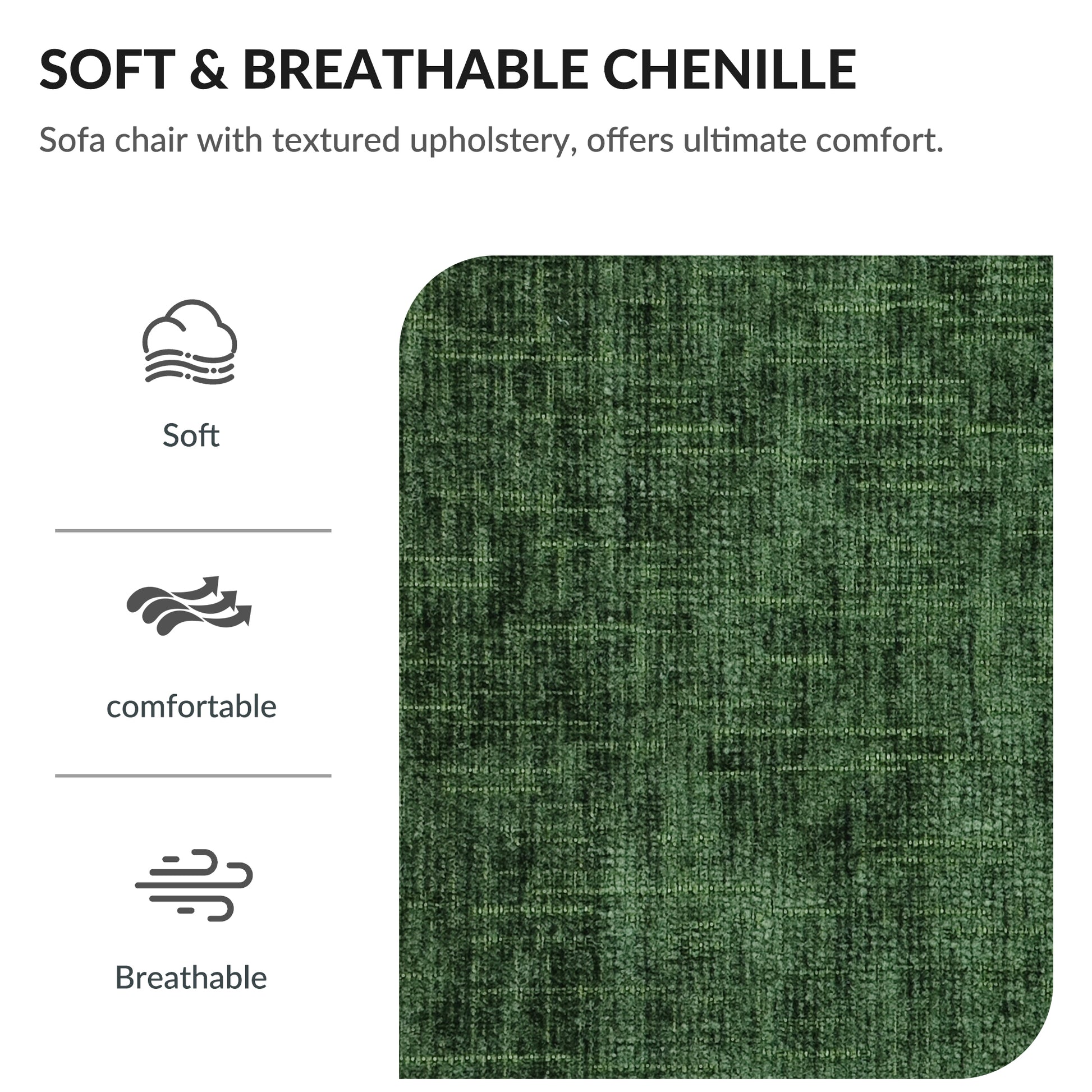 Modern Oversized Chair With Ottoman,Chenille Fabric Sofa Bed,Accent Chair Comfy Sofa With Cupholders And Usb Charging Ports Chair For Living Room,Bedroom,Apartment Green Chenille