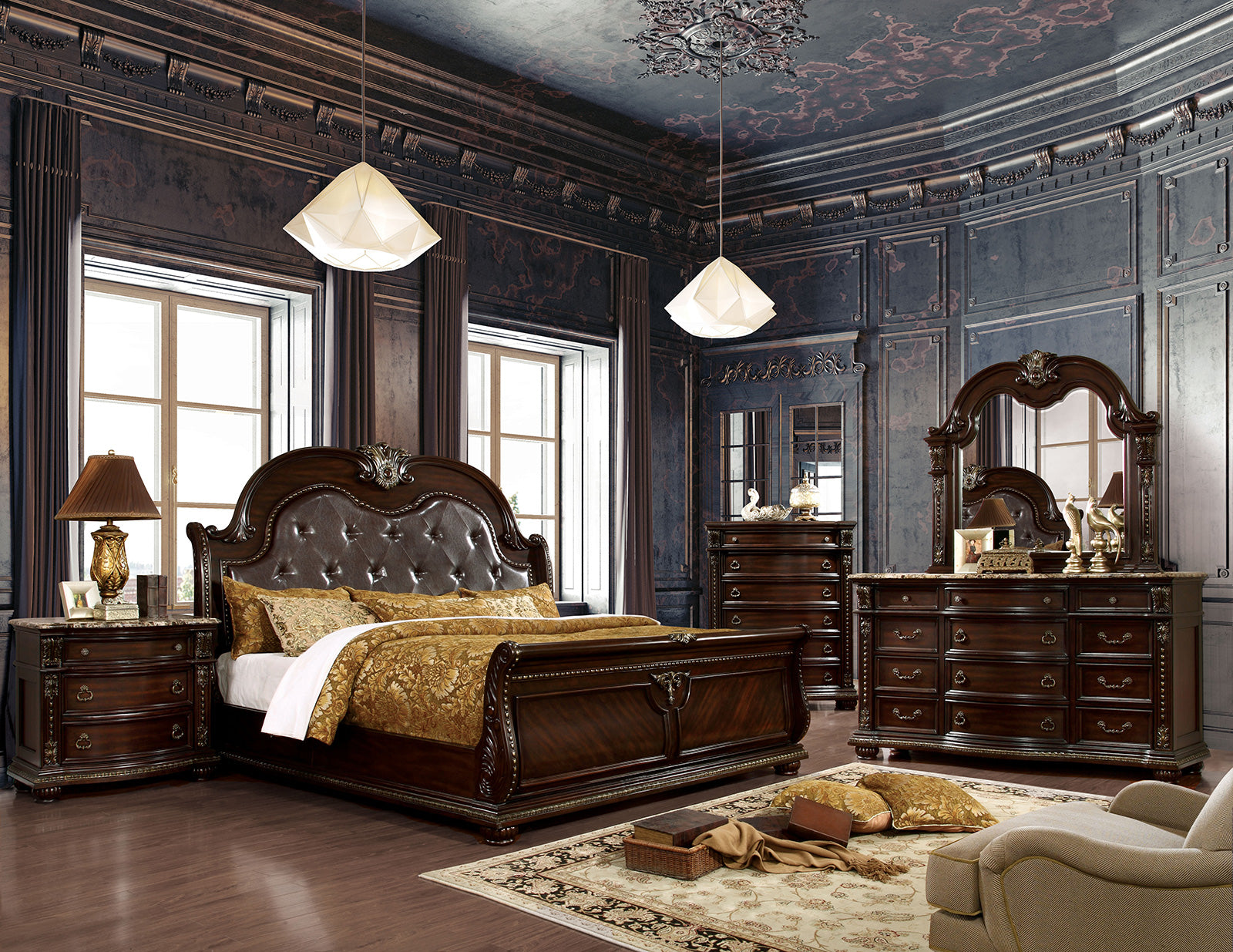 Formal Traditional 1Pc Nightstand Only Brown Cherry Solid Wood 3 Drawers Bedroom Furniture Genuine Marble Top Brown Brown 3 Drawers Bedroom Bedside Cabinet Traditional Drawers Cherry Solid Wood