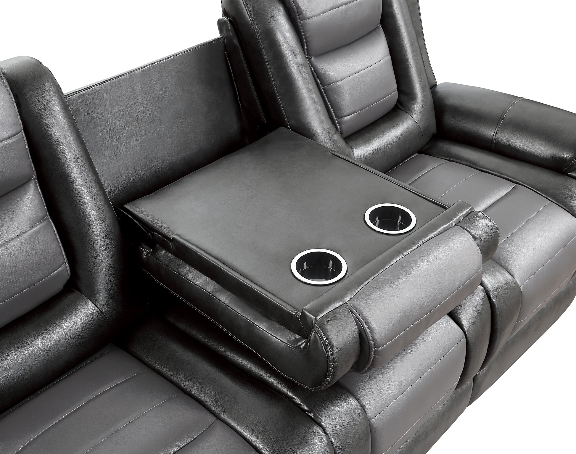 Modern Luxury Living Room Sofa Set 2Pc Reclining Sofa Loveseat Formal Furniture Premium Faux Leather Upholstery Comfortable Two Tone Gray Finish Dark Gray,Light Gray Faux Leather Wood Primary Living Space Luxury,Modern Plywood,Solid Wood 5 Seat