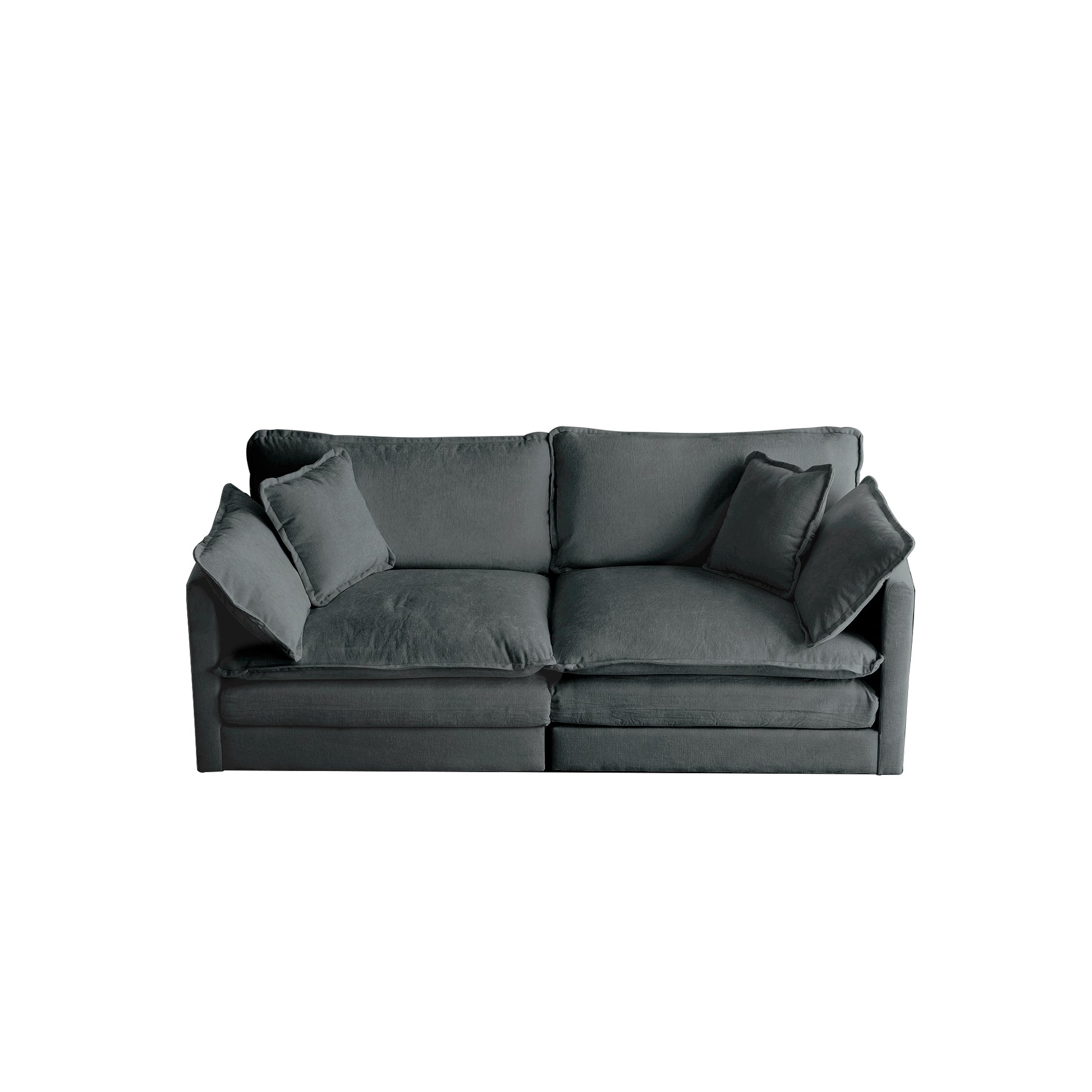 Modern Fabric Loveseat Sofa Couch For Living Room, Upholstered Large Size Deep Seat 2 Seat Sofa With 4 Pillows ,Gray Chenille Gray Chenille 2 Seat