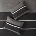 7 Pc Pieced Faux Suede Comforter Set Black Cal King California King Black Polyester