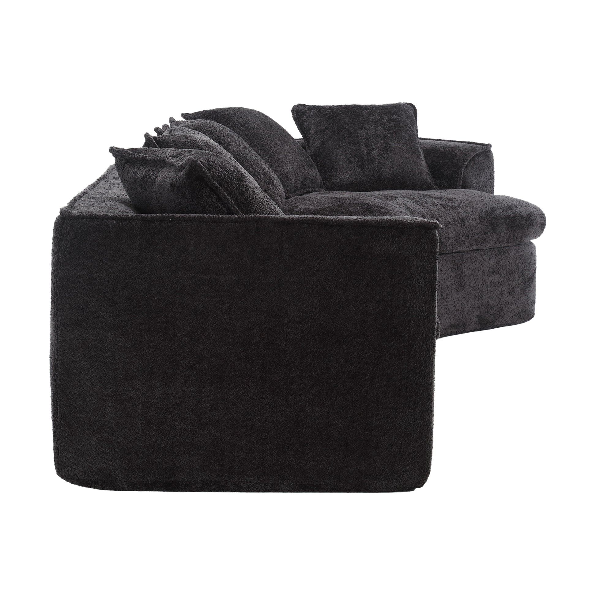 Coolmore Boucle Sofa 3 Seater For Living Room Oversized Comfy Sofa Unique Double Seat And Corner Construction For Apartment, Office Left Hand Facing Black Black Primary Living Space Foam Boucle 3