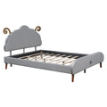 Full Size Upholstered Platform Bed With Sheep Shaped Headboard, Gray Full Gray Plywood