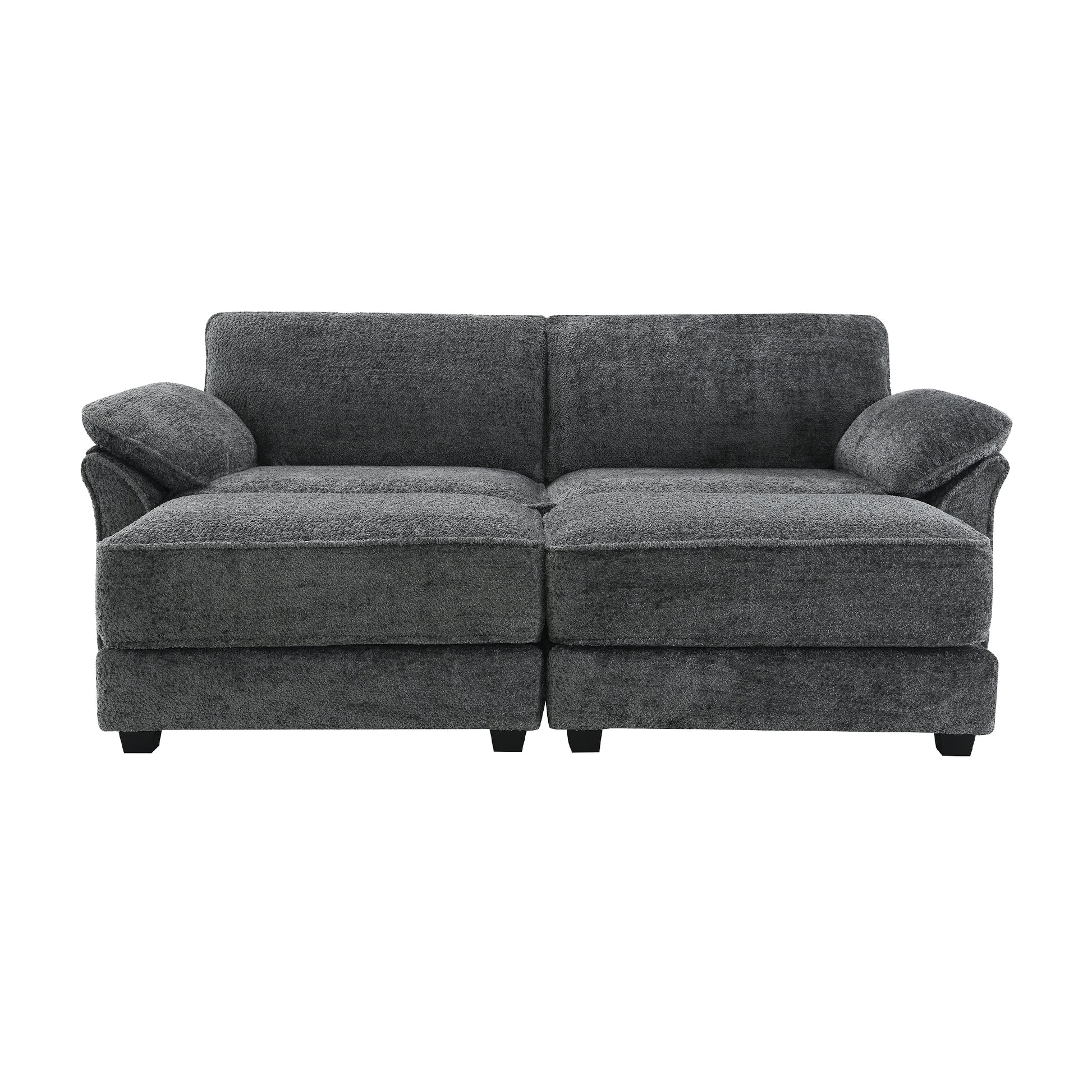 Free Combination Modular Convertible Sectional Sofa Bed Set, 4 Seat Upholstered Sleeper Corner Couch, Deep Seat Loveseat With Ottoman For Living Room, Office, Apartment,2 Colors Gray Chenille 4 Seat