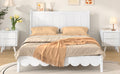 Full Size Wood Platform Bed Frame, Retro Style Bed With Rectangular Headboard,No Need Box Spring,White Full White Wood