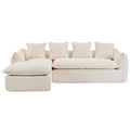 Sofa Deep Seat Sofa 3 Seater For Living Room Oversized Comfy Sofa L Shape Sofa Couch With Chaise Home Furniture Sleeper Sectional Sofa For Apartment, Office Left Hand Facing Beige Foam 3 Seat