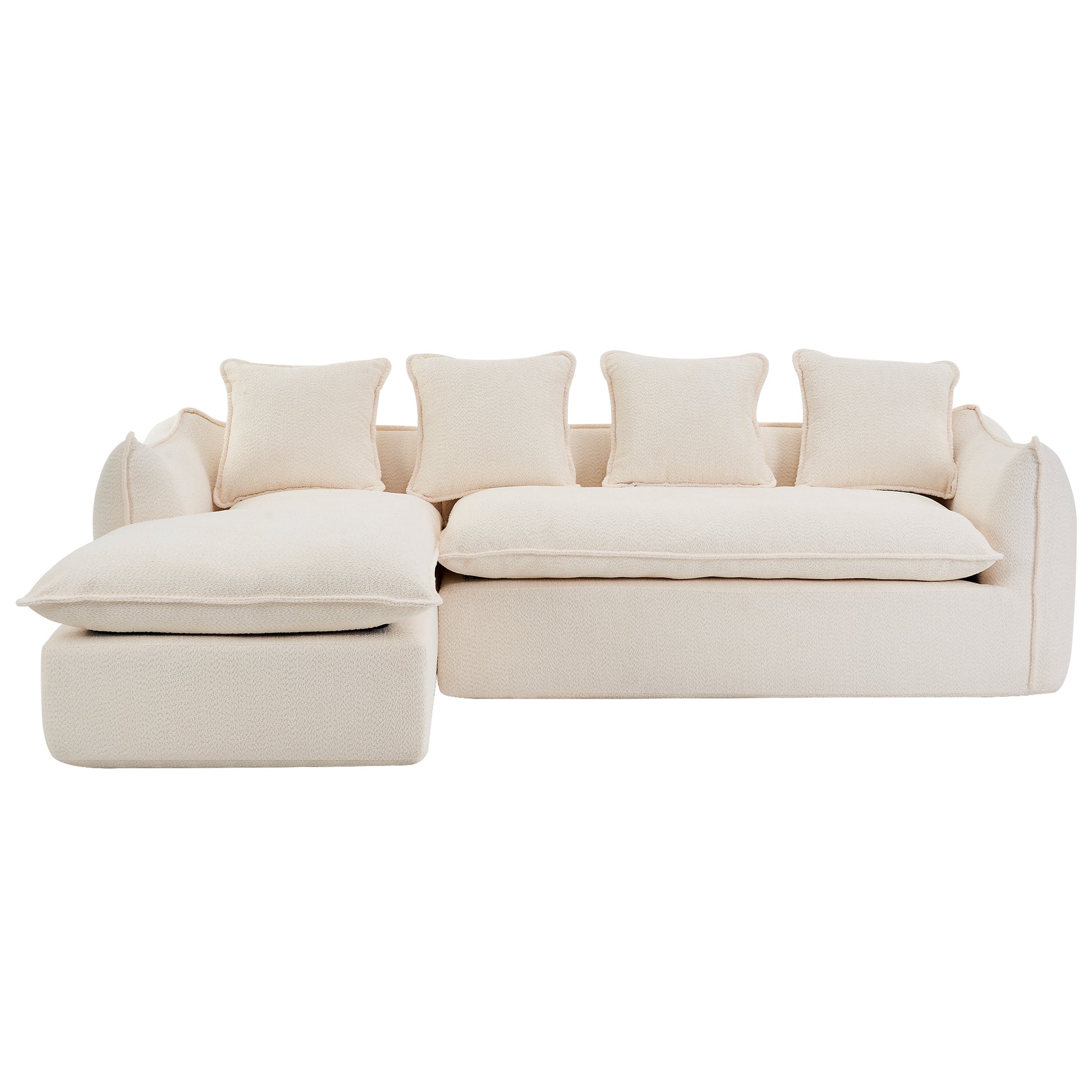 Sofa Deep Seat Sofa 3 Seater For Living Room Oversized Comfy Sofa L Shape Sofa Couch With Chaise Home Furniture Sleeper Sectional Sofa For Apartment, Office Left Hand Facing Beige Foam 3 Seat