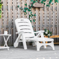 Outsunny Outdoor Chaise Lounge, 5 Level Adjustable Backrest Lounge Chair With Wheels, Folding Tanning Chair For Pool, Beach, Patio, Garden, White White Polypropylene