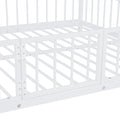 Full Over Full Size Metal Bunk Bed With Slide And Guardrails, White Full White Metal