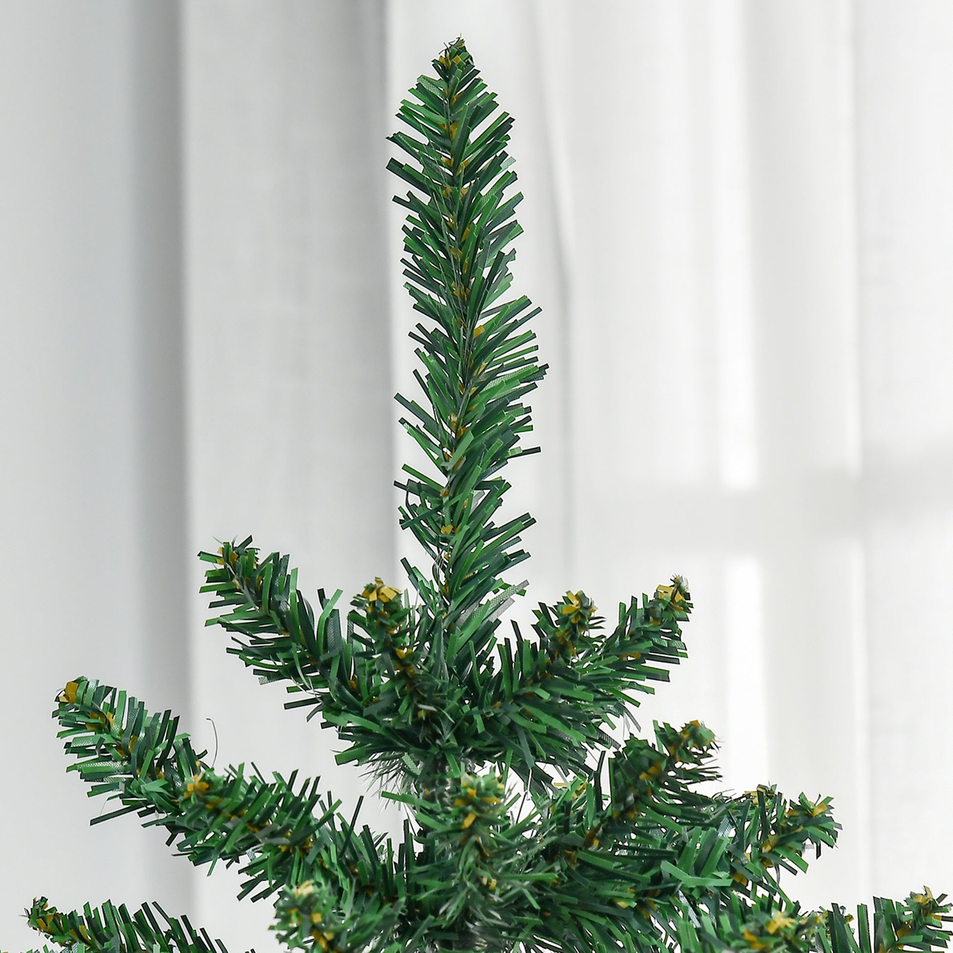Homcom 6' Tall Unlit Slim Fir Artificial Christmas Tree With Realistic Branches, And 583 Tips, Green Green Plastic