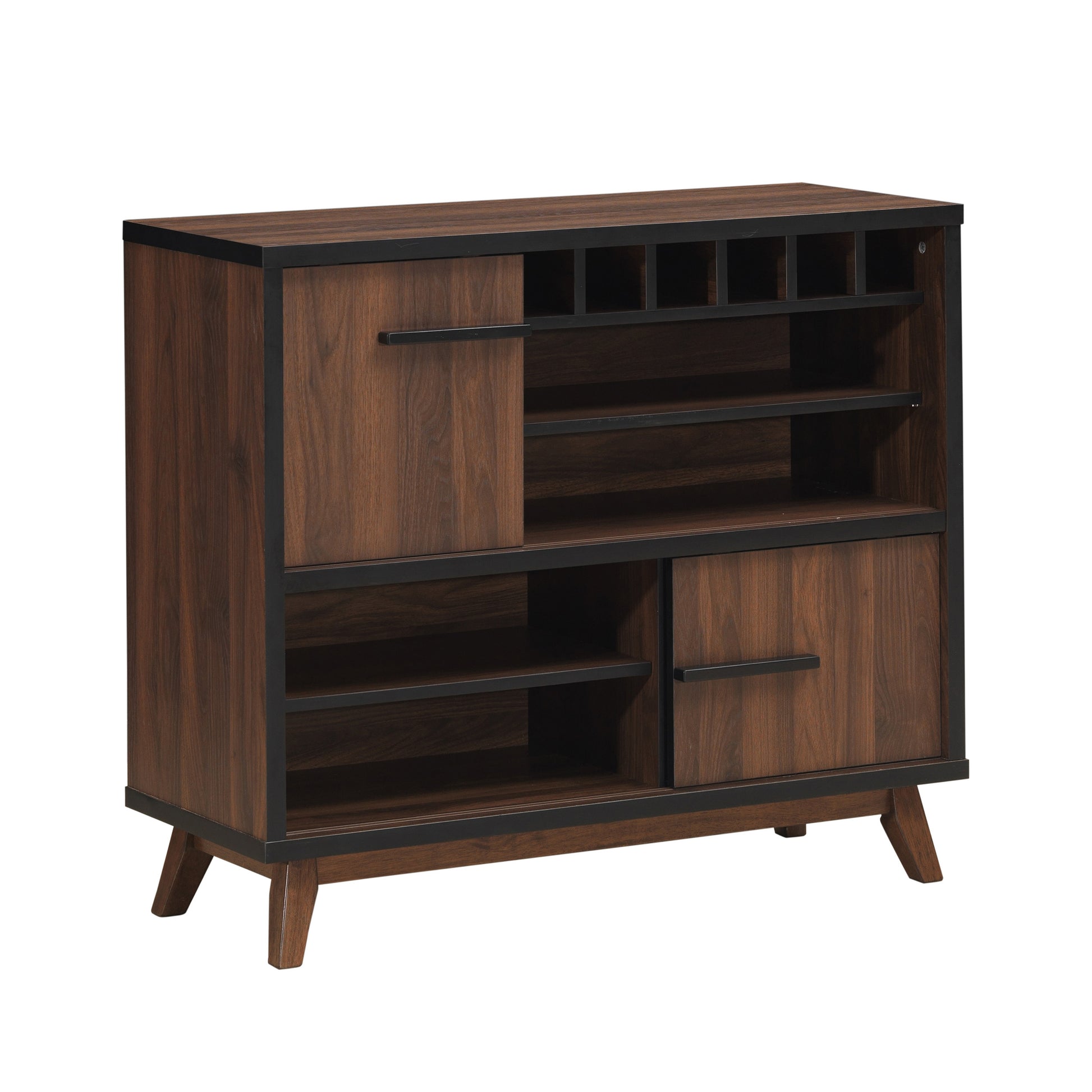 Hudson Wine Cabinet Walnut Black Rubber Wood