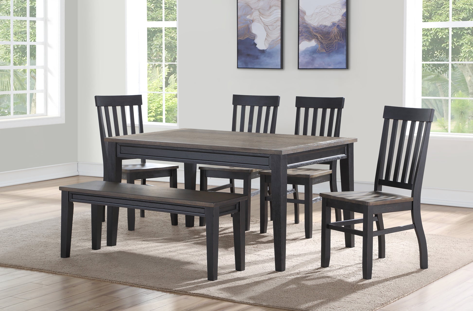 Raven 6 Piece Dining Set Dark Brown Dark Brown Wood