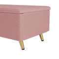 Modern Corduroy Upholstered Ottoman With Metal Legs, Storage Bench For Bedroom,Living Room,Pink Pink Polyester Solid Wood Mdf