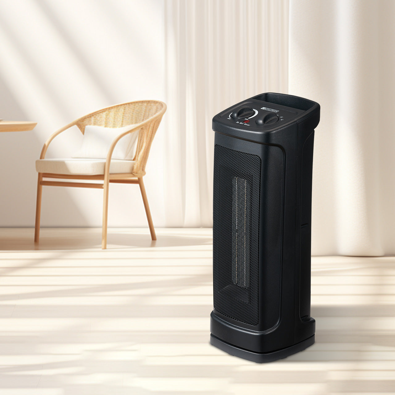 Space Heater, Portable Electric Heater With Adjustable Thermostat And Remote Control, Manual,Black Black Plastic