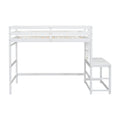 Twin Size High Loft Bed With Ladder Landing Platform, Ladders, Guardrails,White Twin White Wood Bedroom American Design Pine Bed Frame Pine