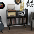 2 Shelf Audio Record Rack Black,Black And Silver,Brown,Grayish Blue,White Wood