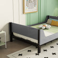 Twin Bed With Headboard, Footboard, Safeguards, Built In Bed End Book Storage Rack ,Grey Twin Grey American Design Pine