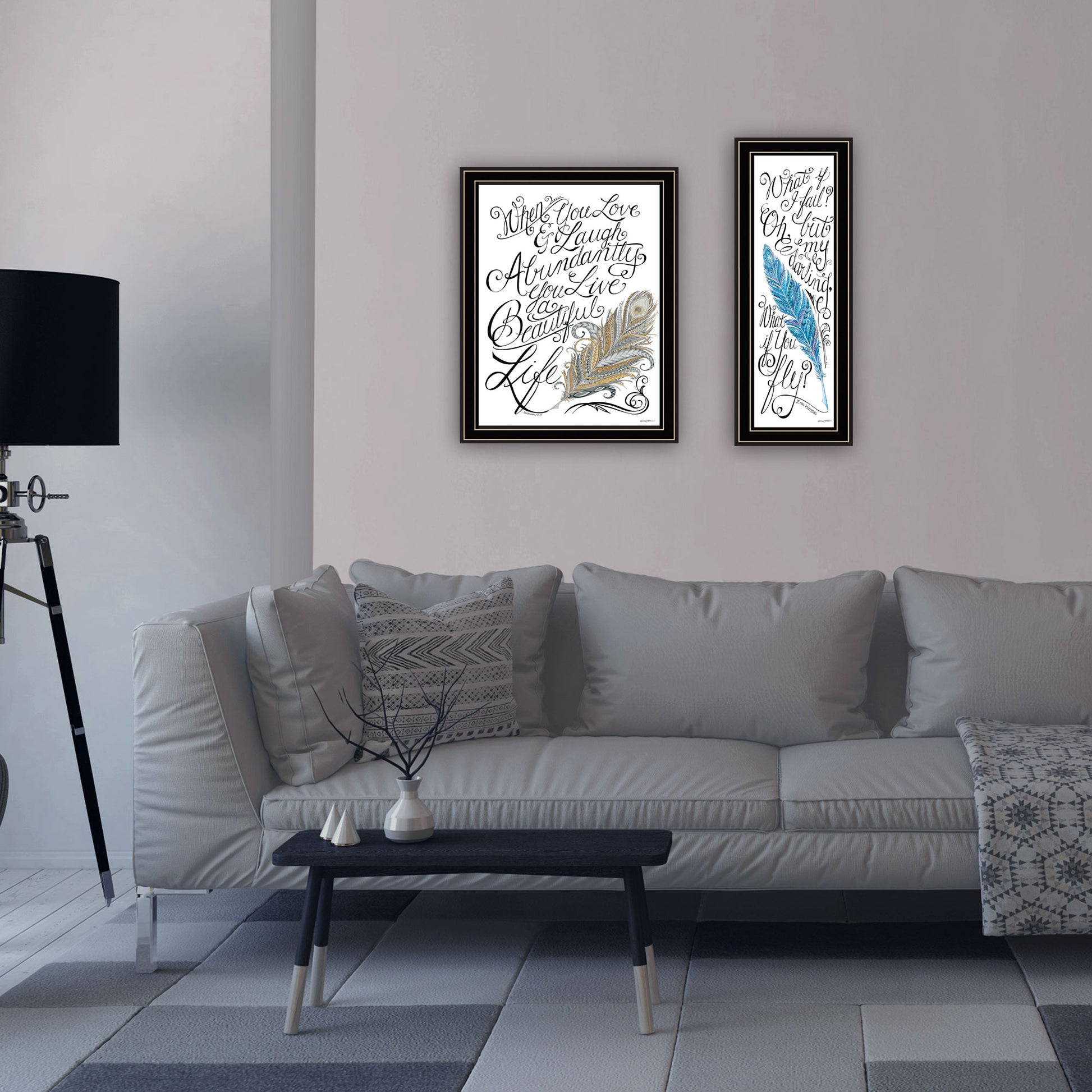 2 Piece Vignette What If I Fail Black Framed Wall Art For Living Room, Bedroom Wall Art Print For Home Decor By Deb Strain Multicolor Wood Paper