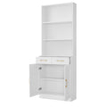 Bathroom Storage Cabinet, Cabinet With Two Doors And Drawers, Adjustable Shelf, Three Layer Open Shelf, Mdf Board, White White Mdf