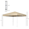 Outsunny 13' X 13' Pop Up Canopy Tent, Instant Sun Shelter, Tents For Parties, Height Adjustable, With Wheeled Carry Bag For Outdoor, Garden, Patio, Parties, Beige Beige Steel