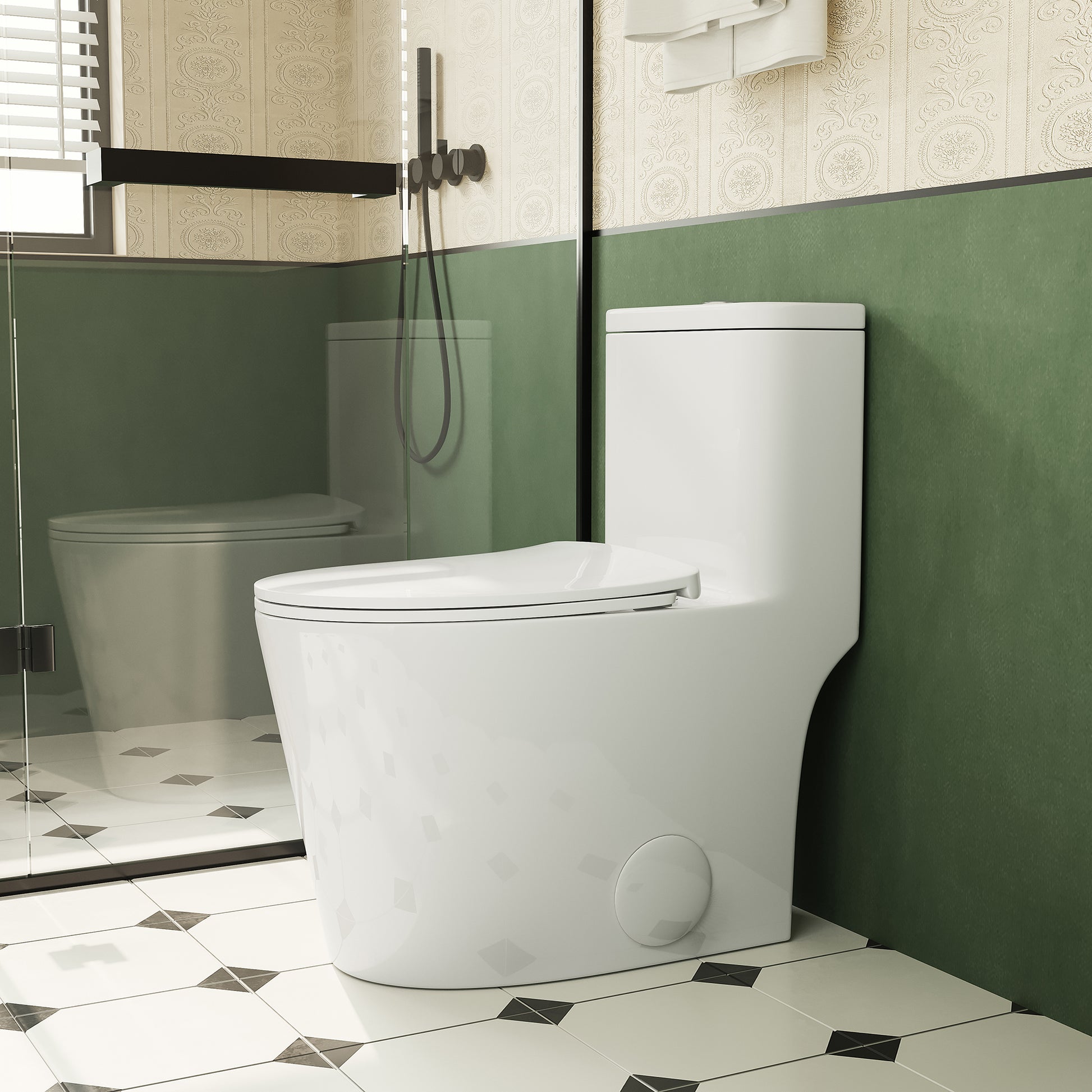 1.1 1.6 Gpf Elongated Comfort Height Floor Mounted One Piece Toiletcupc Certified, Watersense Cetified, Ceramic, White Color, Soft Close Seat White Ceramic