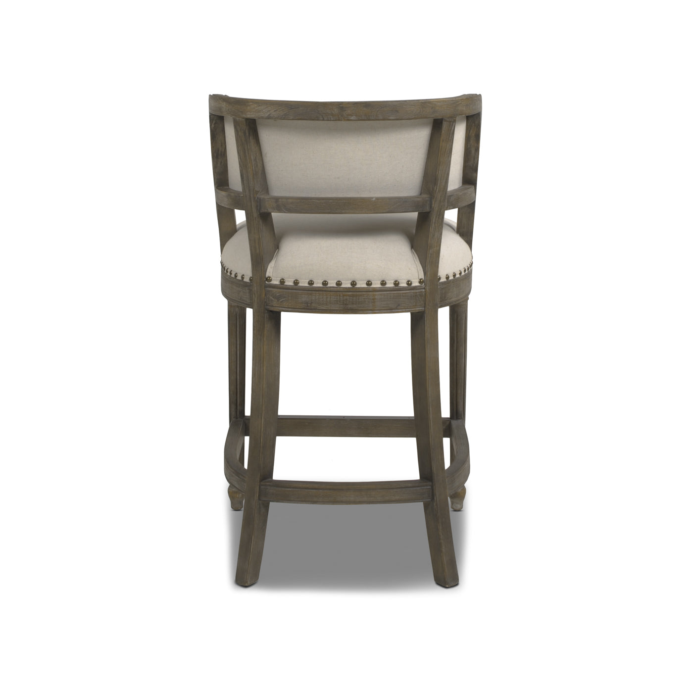 Paris 26.5 Farmhouse Counter Height Bar Stool With Backrest, Light Beige Linen Beige Foam Linen