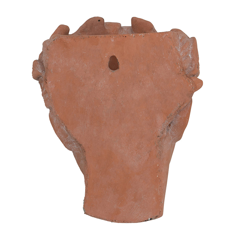 7X5.5X9" Visage Head Bust Planter, Brown Home Wall Planter Brown Garden & Outdoor Cement