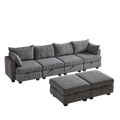 113.5'' Modular Sectiona Corduroy Sofa, Sectional Couches For Living Room U Shaped Sectional Couch With Storage Ottoman, 6 Seats Convertible Sectionals With Chaise Dark Gray Corduroy 6 Seat