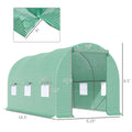 Outsunny 15' X 6' X 7' Walk In Tunnel Greenhouse Garden Plant Growing House With Door And Ventilation Window, Green Green Steel