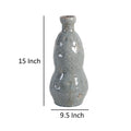 15 Inch Ceramic Vase, Curved And Design, Gray Gray Ceramic