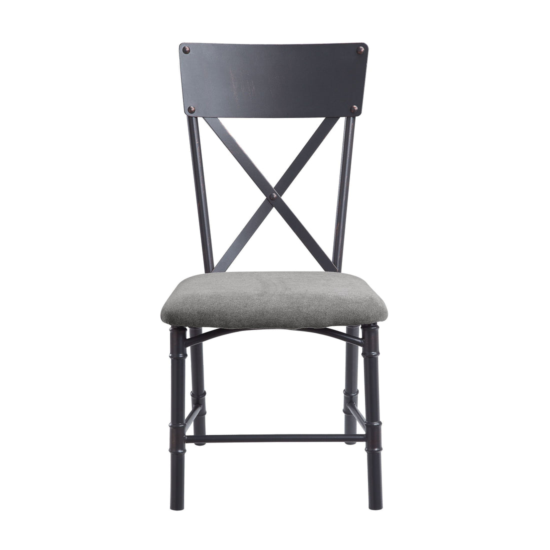 Grey And Sandy Black Side Chair With X Shape Back Set Of 2 Grey Black Primary Living Space Contemporary Fabric Metal