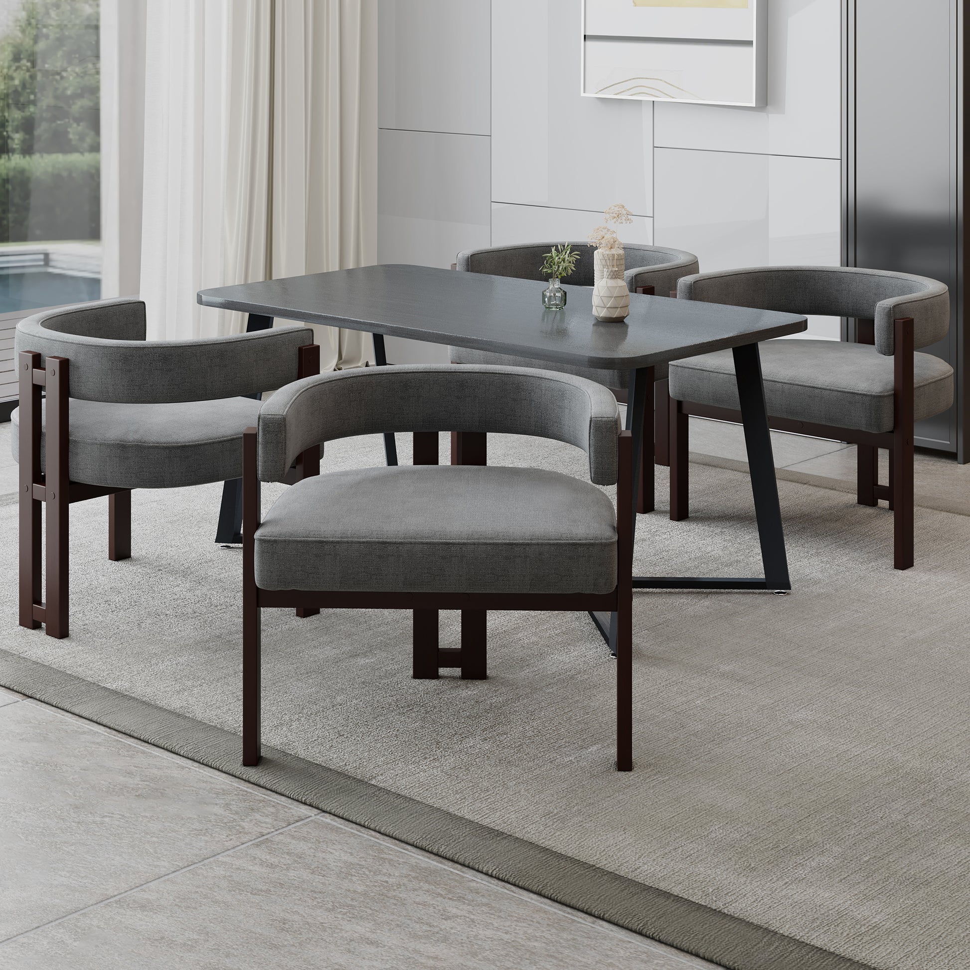 Coolmore Modern Accent Chair Teddy Upholstered Armchair With Open Back 3 Legs Barrel Dining Chair Comfy Side Chair For Living Room Bedroom Dining Room Set Of 2 Gray Gray Primary Living Space Foam