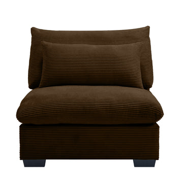 Armless Sofa For Flexible Combination To Become 2 Seater 3 Seater 4 Seater Sofa Armless Sofa With Delicate And Soft Corduroy Fabric, High Resilience Sponge And Waist Pillow, Brown Brown Corduroy 1